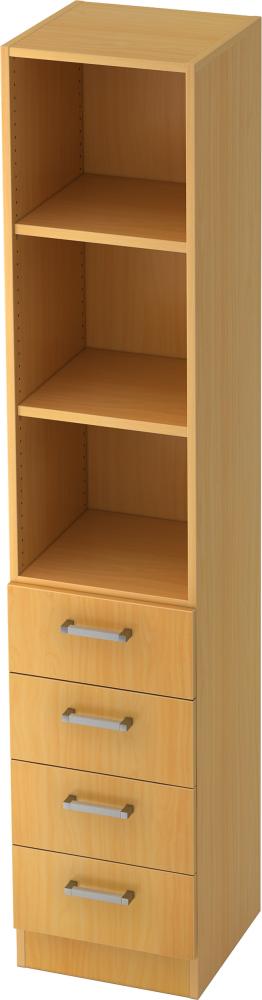 bümö office Aktenschrank Regal mit Schubladen, Büroschrank schmal aus FSC-Holz, 40cm breit in Buche - Aktenregal & Schubladenschrank mit Chromgriffen, Büro Möbel Schrank System, 7600-6-6-CE Bild 1