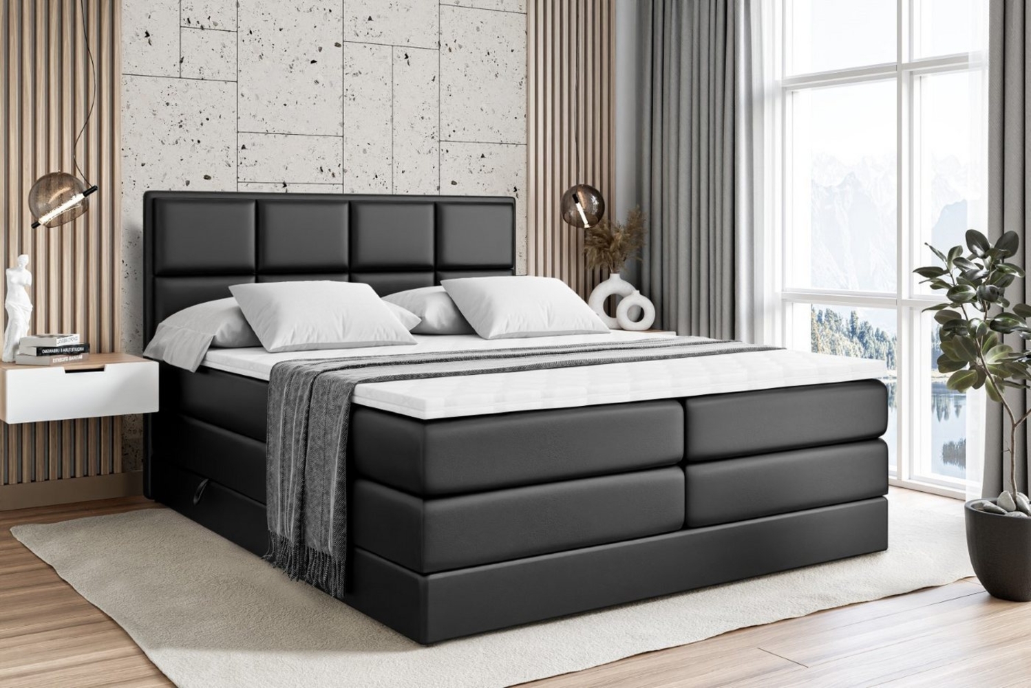 ALTDECOR Boxspringbett NOVA KING (Multipocket-Matratze H4 und H3 Matratze Bonellfederung Topper Kopfteil) Bild 1