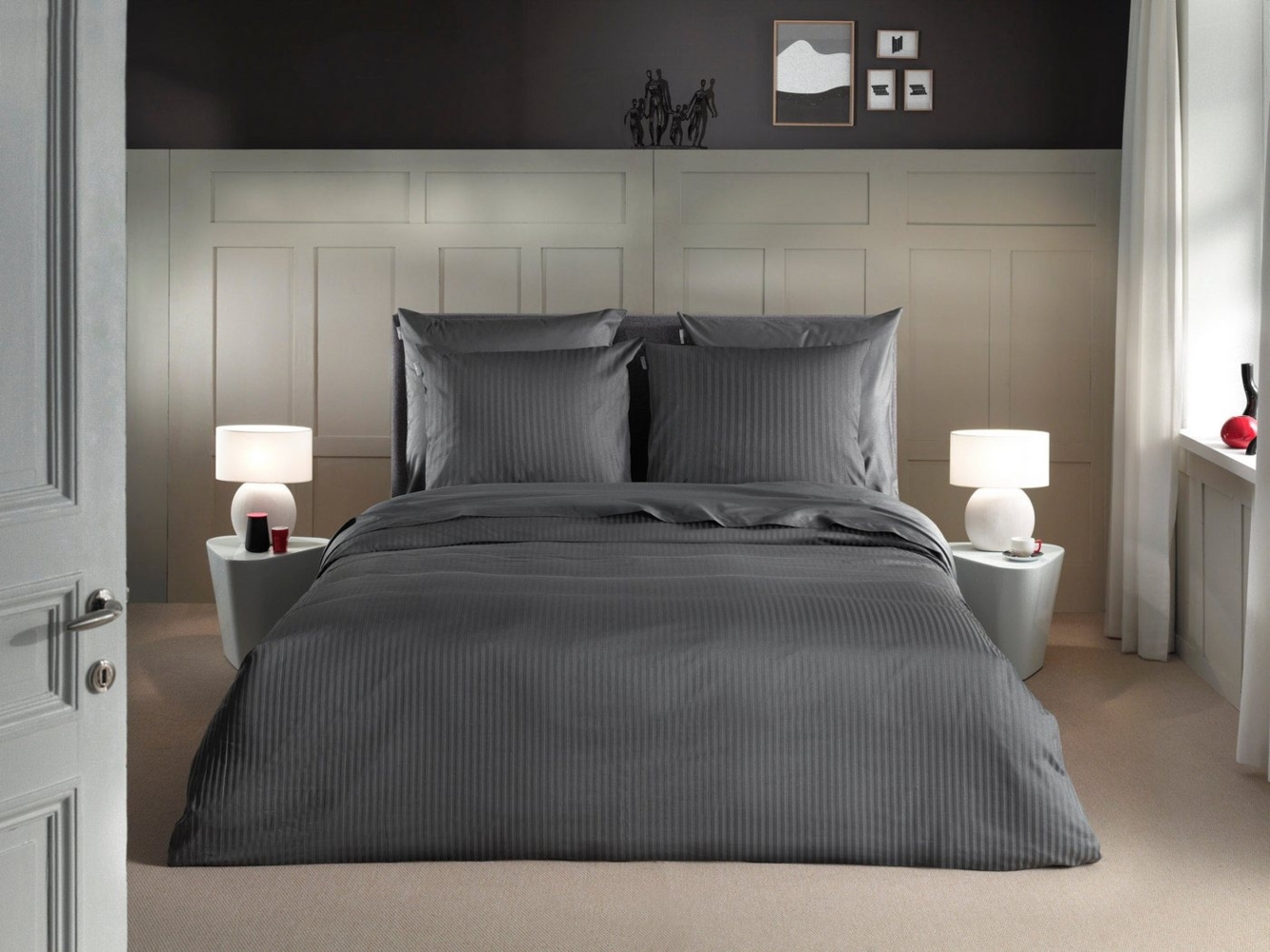 Heckett and Lane Bettwäsche Banda, Mako-Satin, 2 teilig, hochwertiges Mako-Satin, Streifen Satin, Bettwäsche ab 135x200 cm. Bild 1