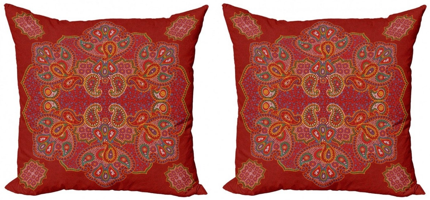 Abakuhaus Kissenbezüge Modern Accent Doppelseitiger Digitaldruck, (2 Stück), Red Mandala Persian Paisley Bild 1