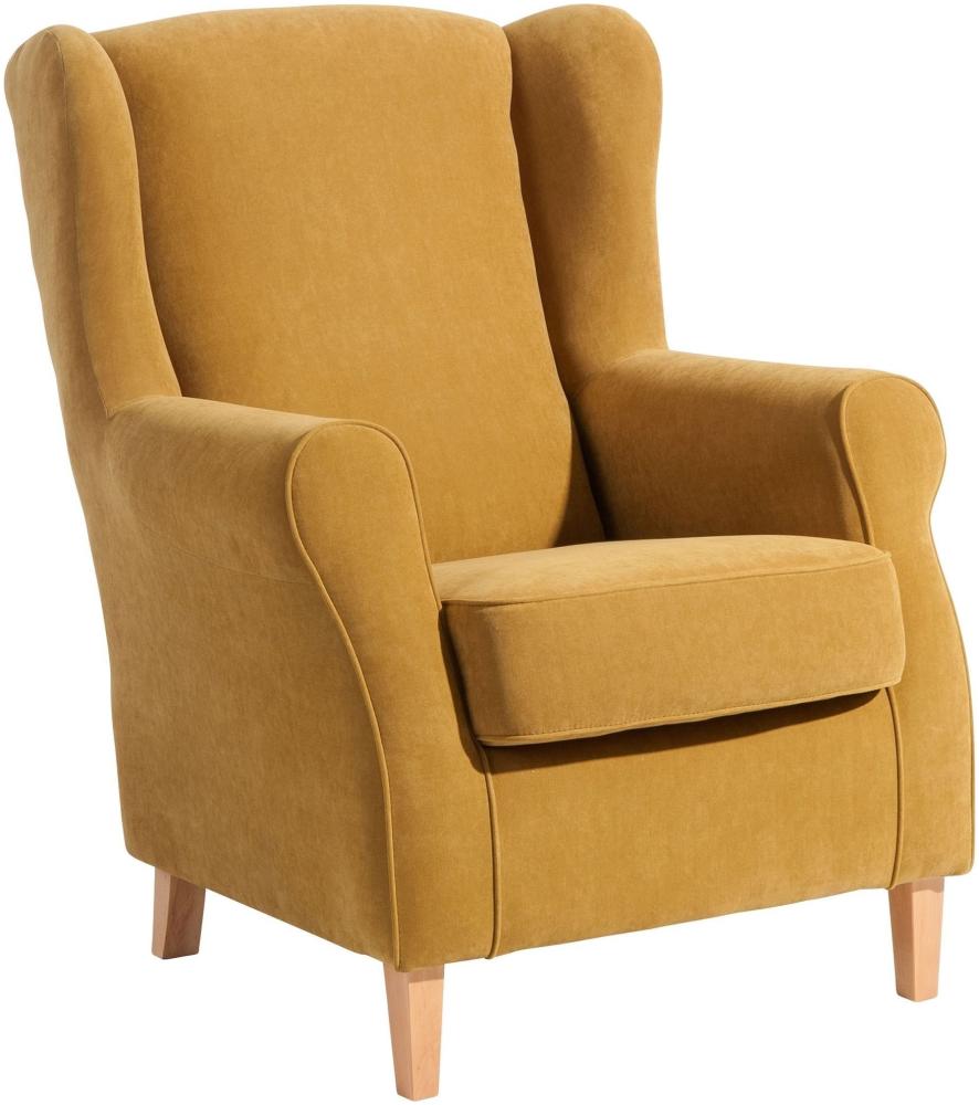 Ohrensessel Karlen Bezug Veloursstoff Buche natur / mais 22051 Bild 1