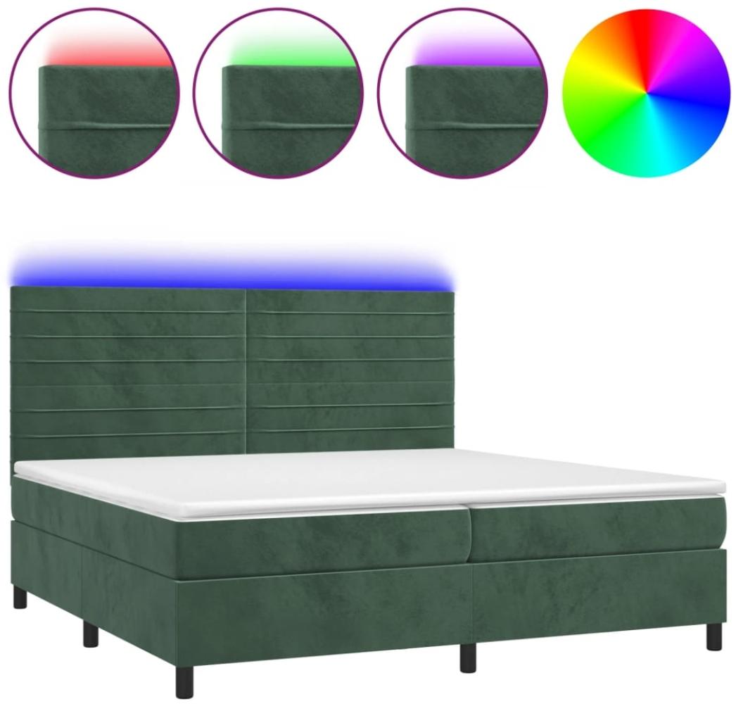 Boxspringbett mit Matratze & LED Samt Dunkelgrün 200x200 cm, Härtegrad: H2 [3136206] Bild 1