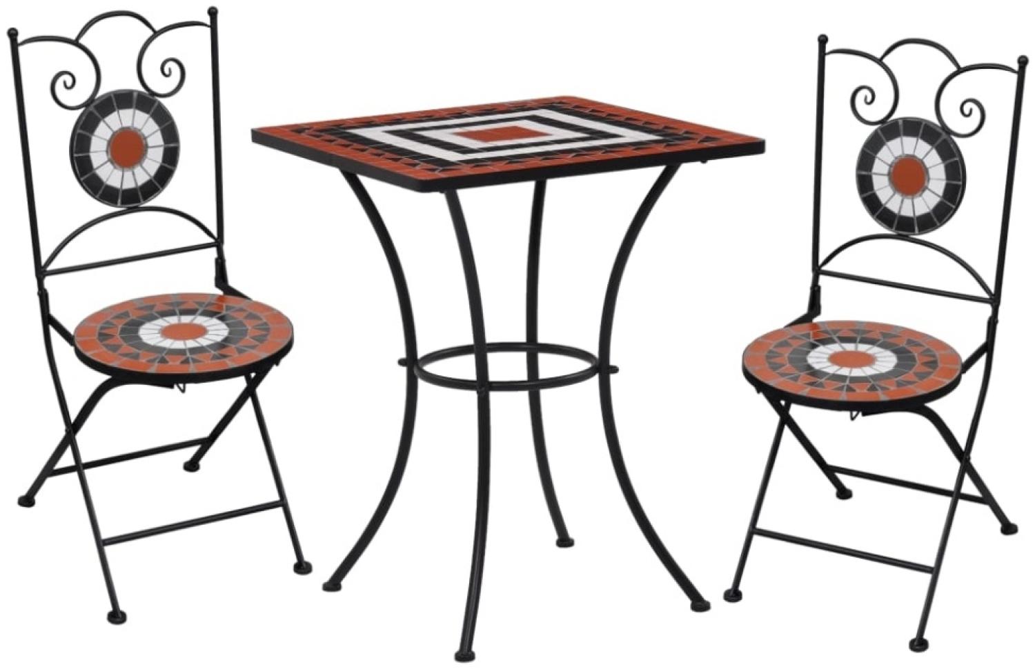 vidaXL 3-tlg. Bistro-Set Mosaik Keramik Terrakotta und Weiß 279415 Bild 1