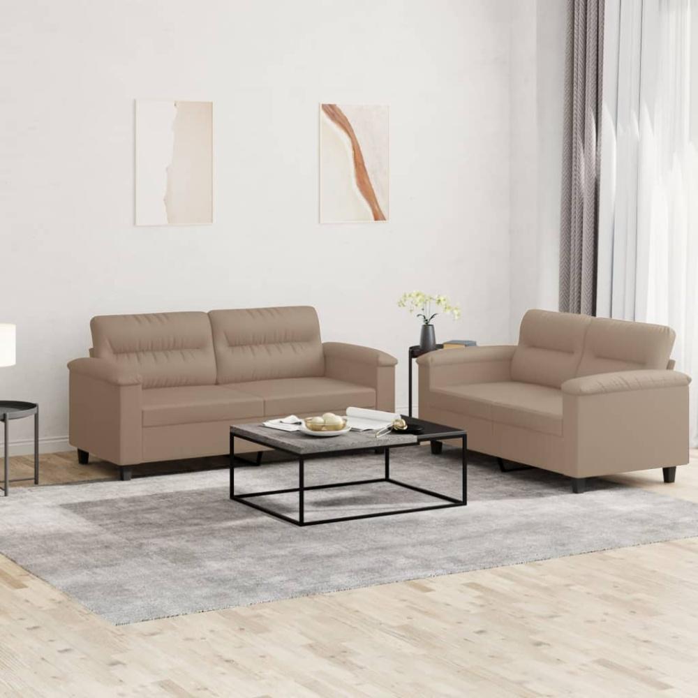 vidaXL 2-tlg. Sofagarnitur mit Kissen Cappuccino-Braun Kunstleder 3202366 Bild 1