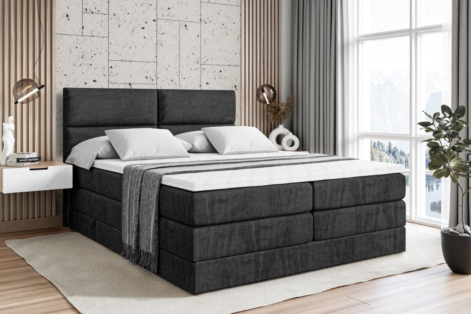 ALTDECOR Boxspringbett BOXI3 KING (Multipocket-Matratze H4, H3 Matratze Bonellfederung, Topper, Kopfteil) Bild 1