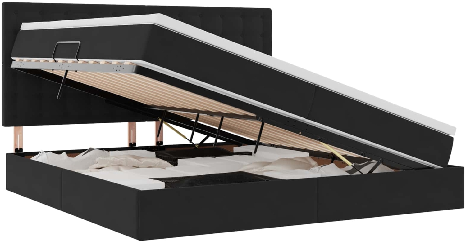 vidaXL Bett mit LED-Lichtleisten Schwarz 200 x 200 cm Samt 3372809 Bild 1