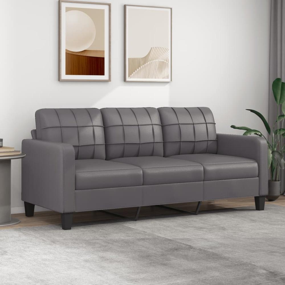 vidaXL 3-Sitzer-Sofa Grau 180 cm Kunstleder 359124 Bild 1