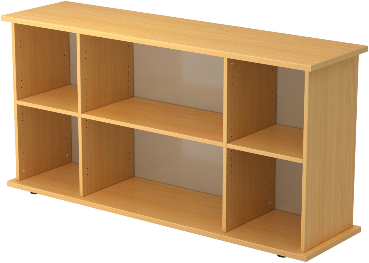 bümö Regal-Sideboard Buche, Büro Standregal & Kommode für 2 Ordnerreihen - Bücherregal klein 166 cm breit, Aktenregal für Ordner & Bücher, kleines Büroregal, Holzregal, Ordnerregal, SBOF-6 Bild 1
