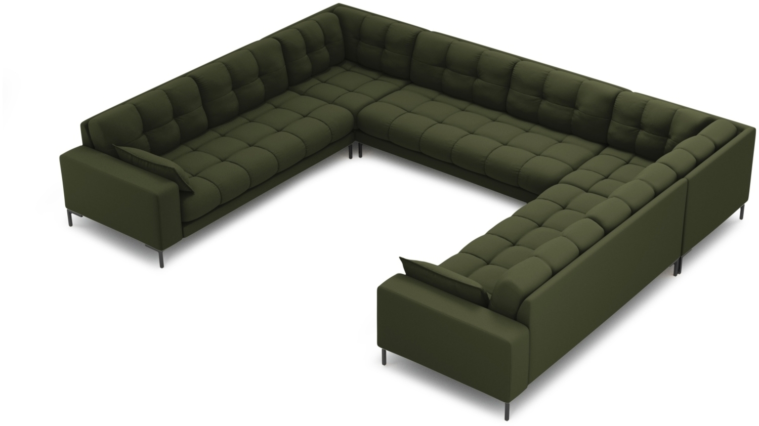 Micadoni Wohnlandschaft Mamaia 9-Sitzer Strukturierter Stoff Neve Grün schwarze Beine Bild 1