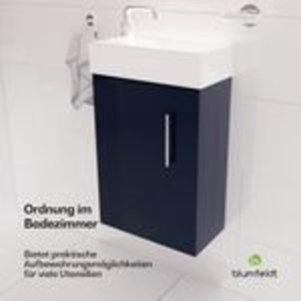 Blumfeldt Johnstone Waschbecken mit Unterschrank – weiß Hochglanz Waschtisch mit Soft-Close, Keramikbecken, feuchtigkeitsbeständigem Material und geräumigen Schubladen – einfache Montage Bild 1