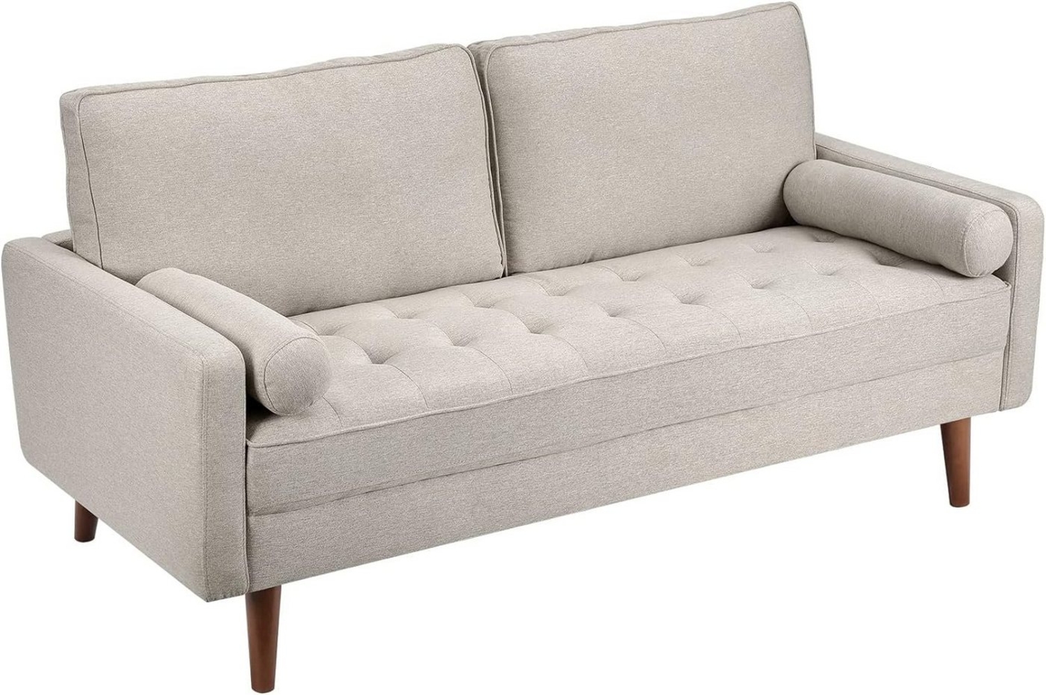 Vesgantti Sofa 2 Sitzer Sofa, Leinenstoff Couch 2 Wurfkissen m. Armlehne 177x77x84cm Bild 1