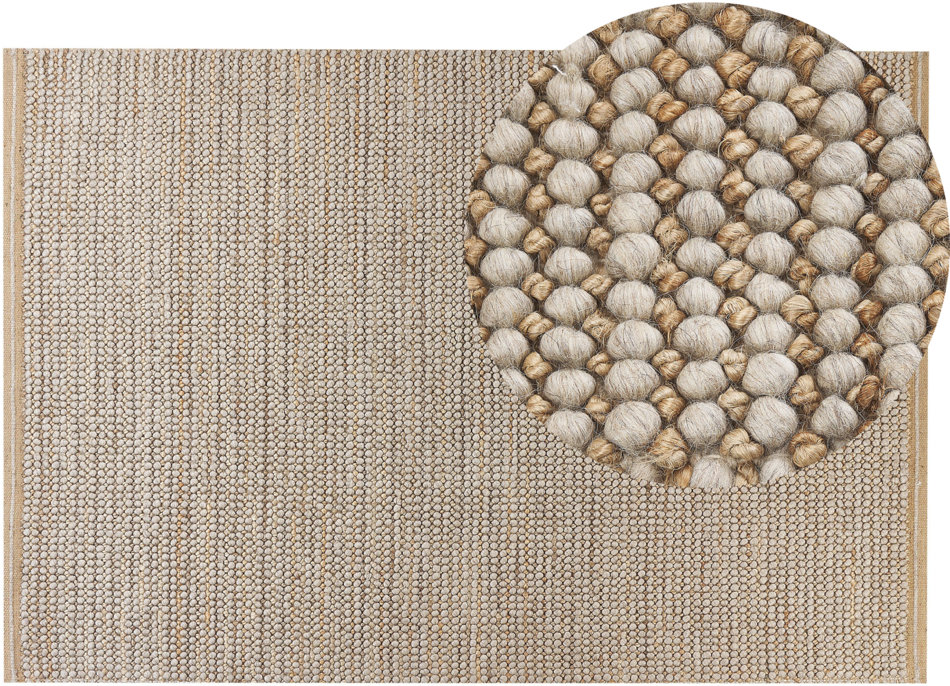 Teppich Wolle beige 140 x 200 cm Kurzflor BANOO Bild 1