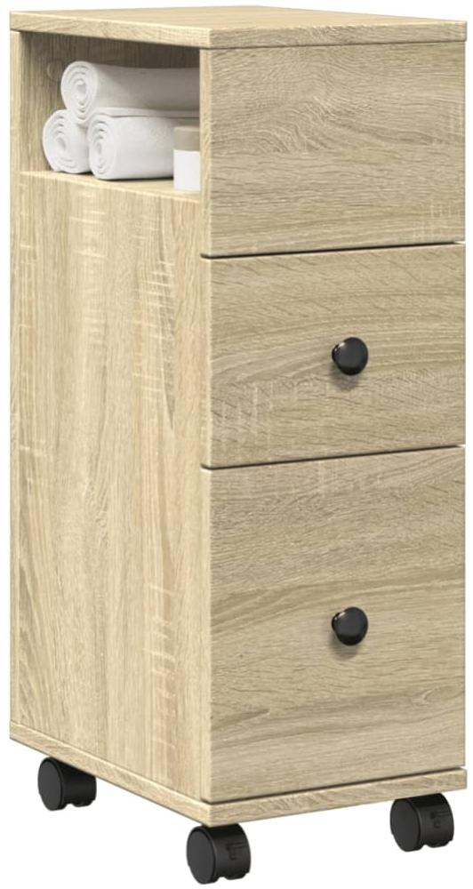 vidaXL Schmaler Badschrank mit Rädern Sonoma-Eiche Holzwerkstoff 855234 Bild 1