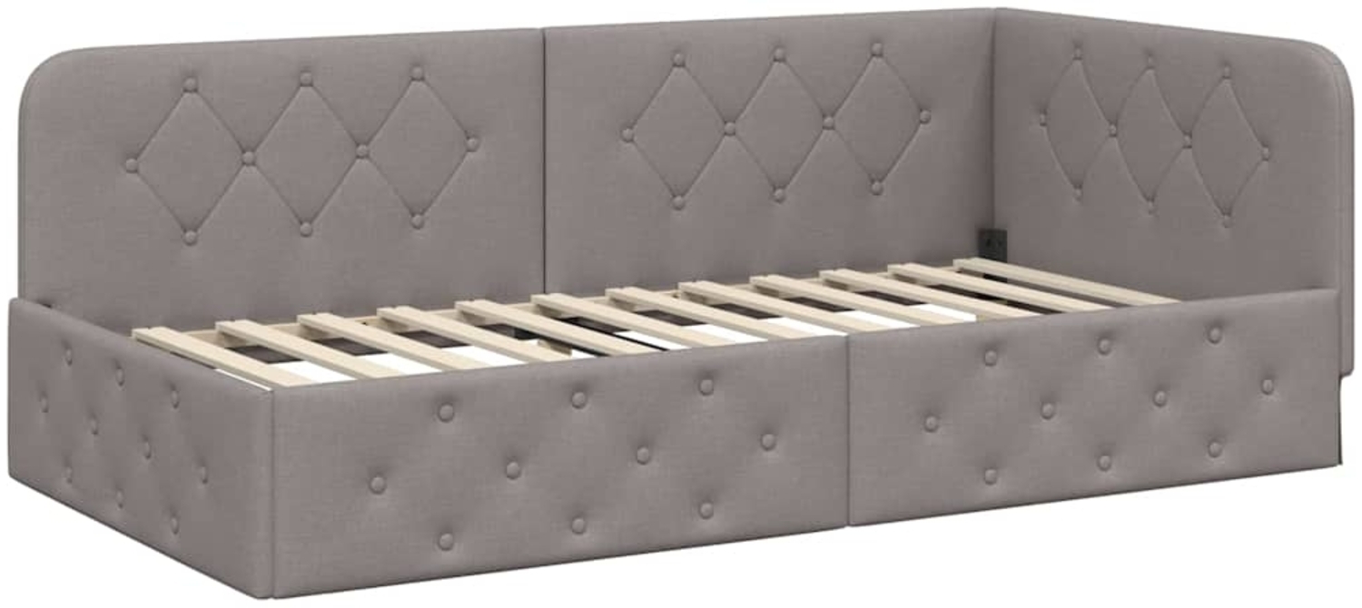 vidaXL Eckbettgestell mit Kopfteil Taupe 90x190 cm Stoff 42016492 Bild 1