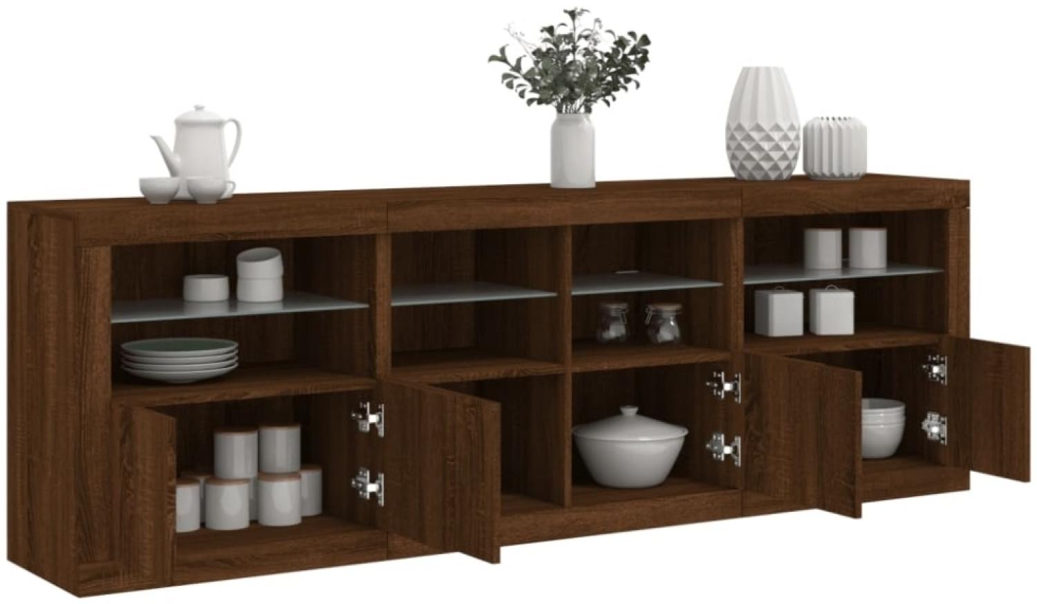 vidaXL Sideboard mit LED-Leuchten Braun Eichen-Optik 202x37x67 cm 3209015 Bild 1