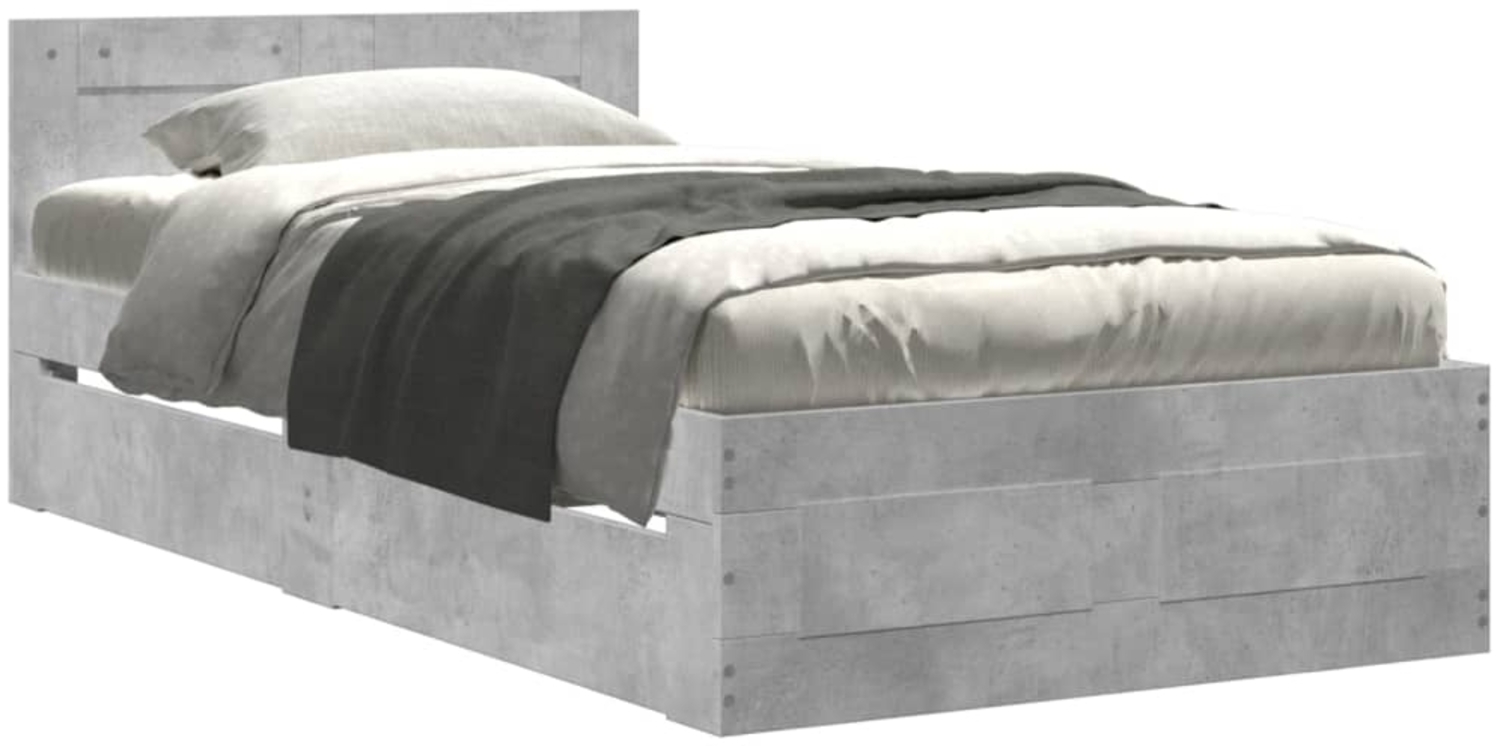 vidaXL Bettgestell mit Kopfteil Betongrau 75x190 cm Holzwerkstoff 3295621 Bild 1