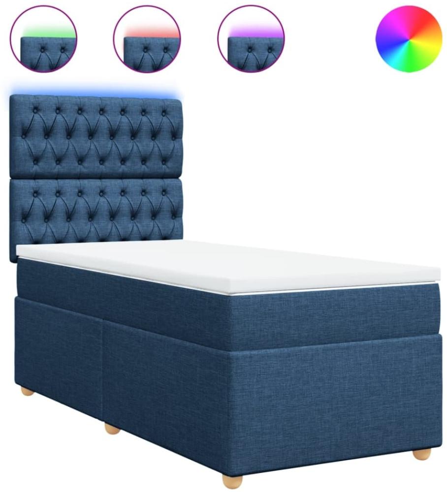 vidaXL Boxspringbett mit Matratze Blau 90x190 cm Stoff 3293448 Bild 1