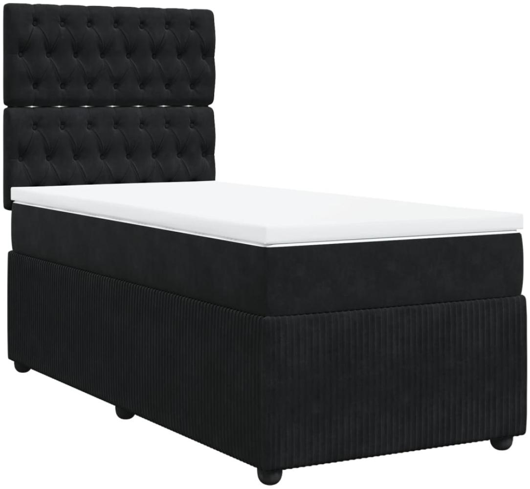 vidaXL Boxspringbett mit Matratze Schwarz 100x200 cm Samt 3292270 Bild 1