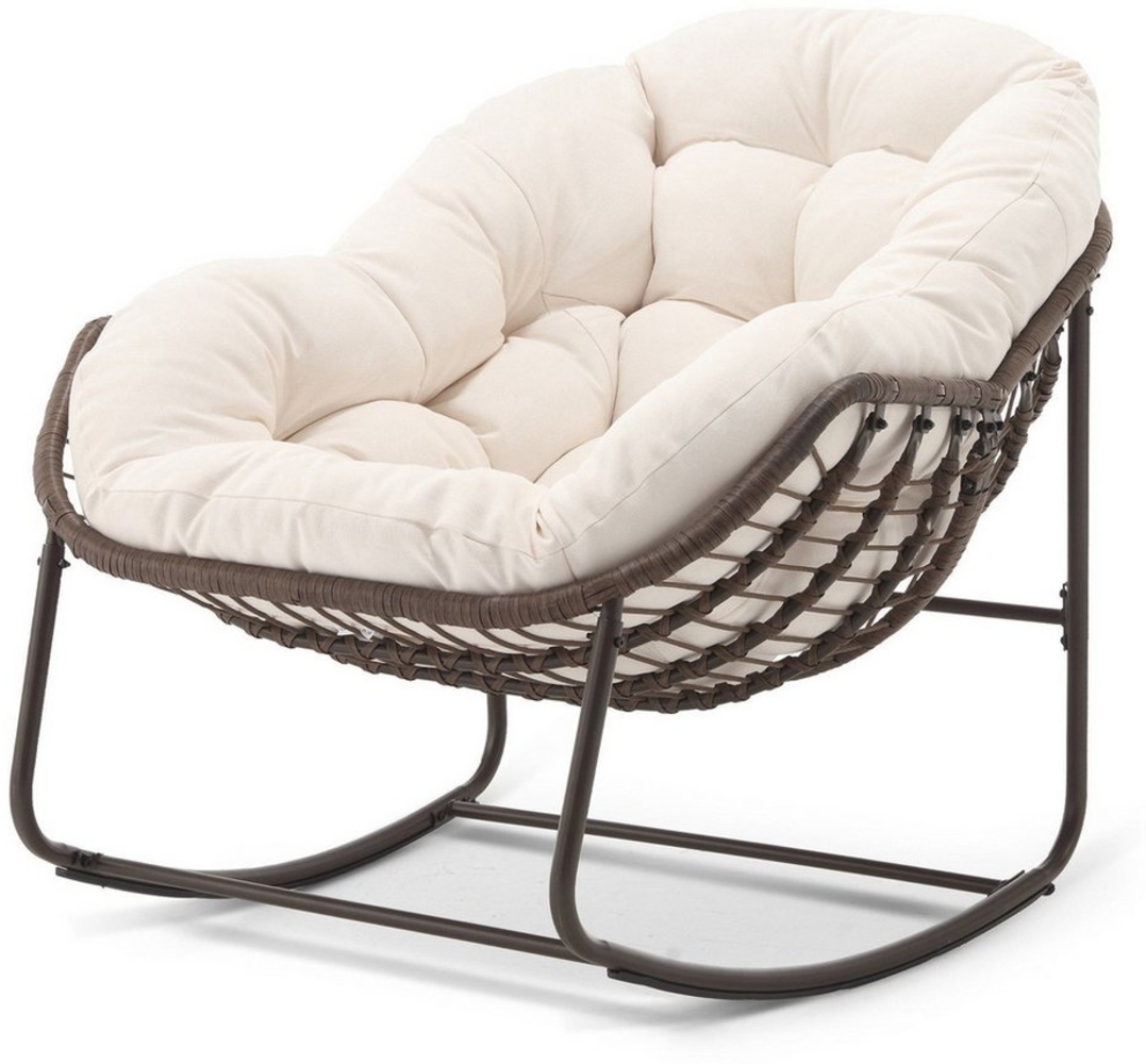Yorbay Schaukelsessel Wohnzimmer, Rattanstuhl (mit Metallgestell & Kissen, Relaxstuhl) Bild 1