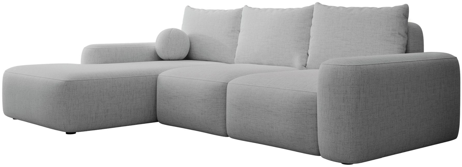 Selsey 'Carnos' Ecksofa mit Schlaffunktion, Ballkissen, Chenillebezug, Grau, linksseitig Bild 1
