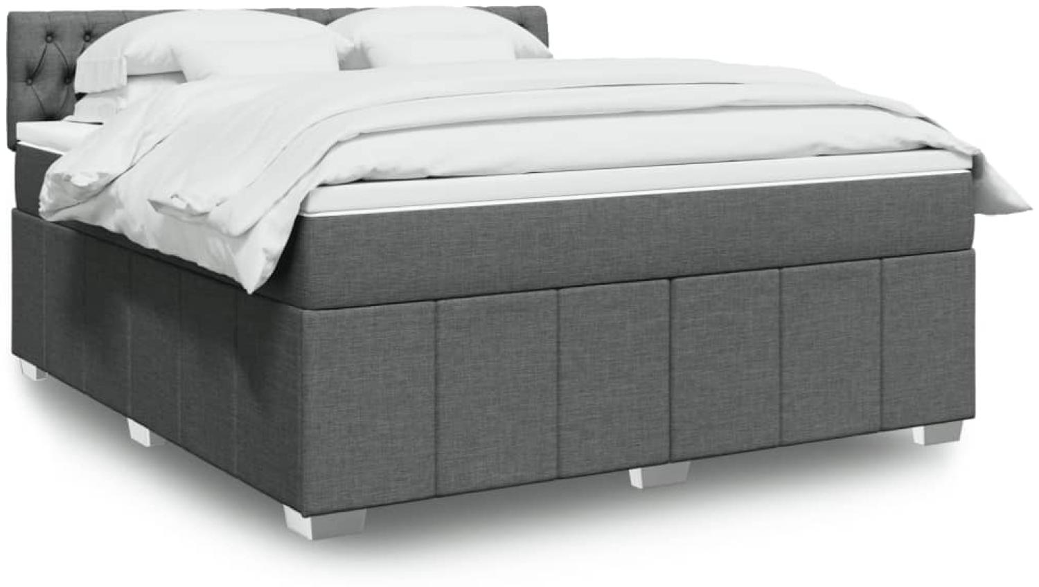 vidaXL Boxspringbett mit Matratze Dunkelgrau 180x200 cm Stoff 3289455 Bild 1