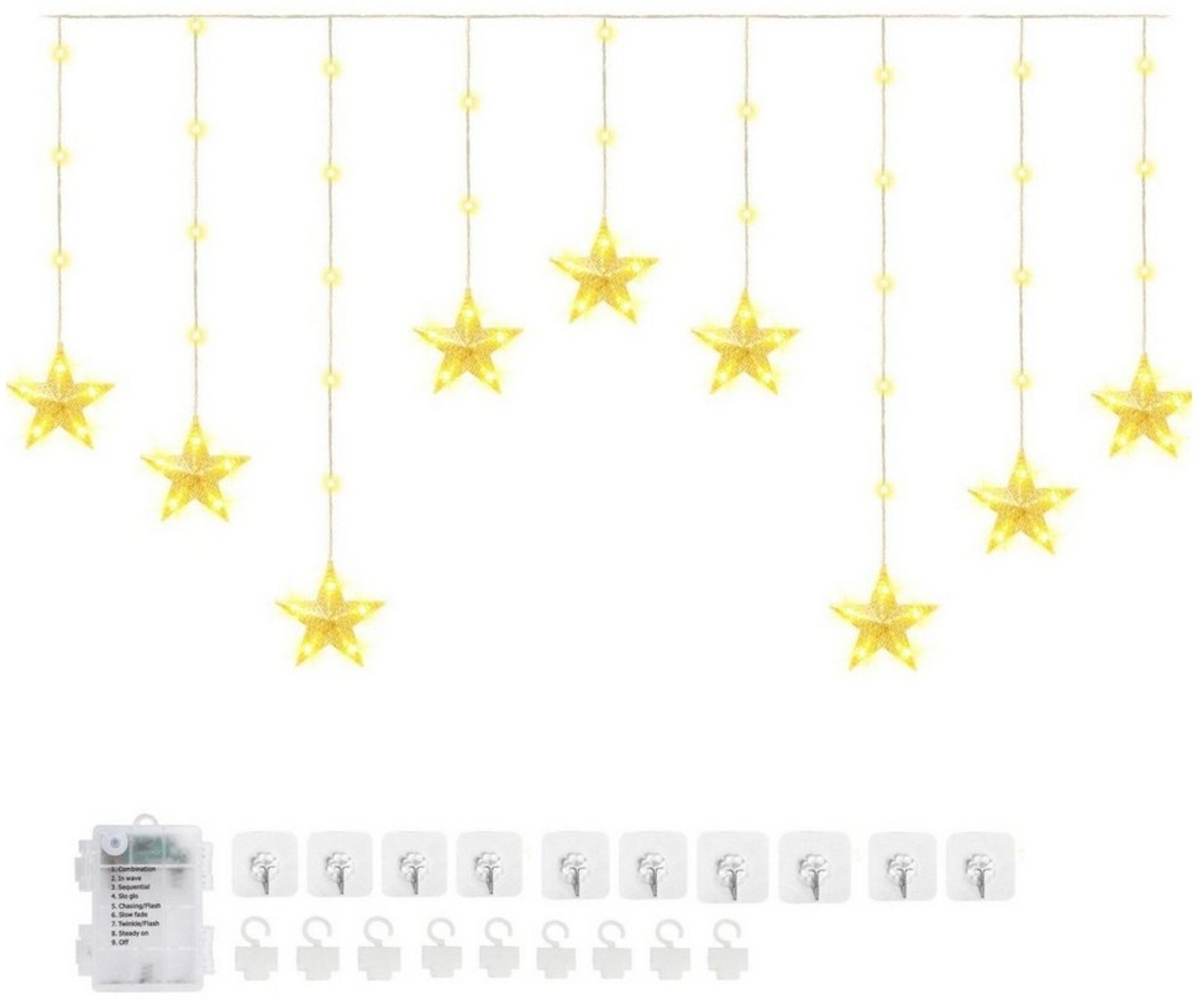 Elegear Lichterkette 114/150 cm Weihnachtsdeko Fenster Warmweiß & Bunt, Haken Timer 8 Modi, LED Fensterbilder für Innen/Außen/Fenster Weihanchten Deko Bild 1
