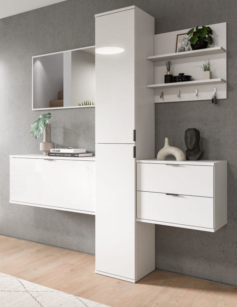Garderobe Set 5-teilig SystemX in weiß Hochglanz 174 cm Bild 1