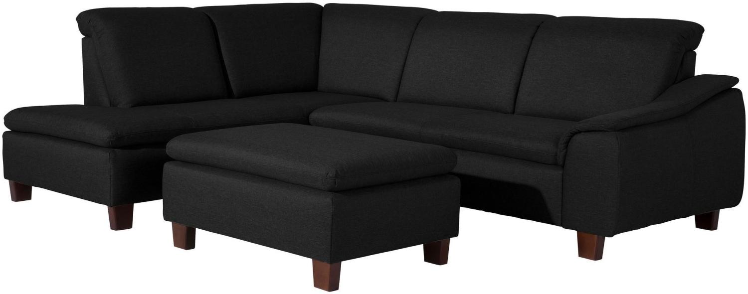 Ecksofa mit Ottomane rechts Katti Bezug Flachgewebe Buche nussbaum dunkel / schwarz 22921 Bild 1