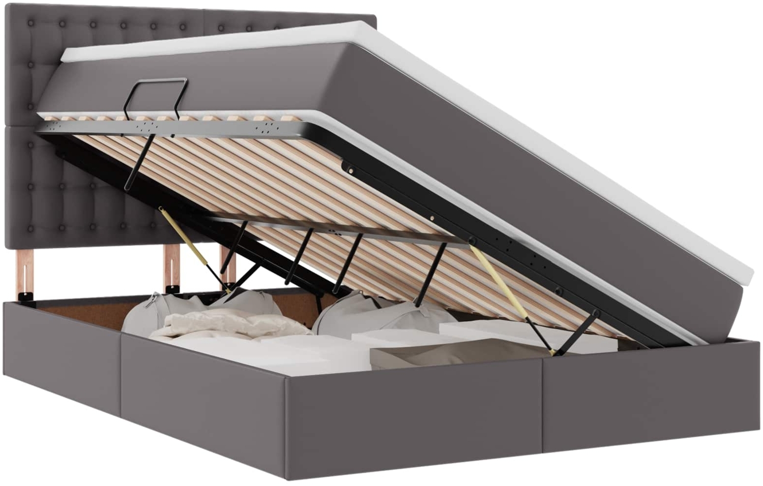 vidaXL Aufbewahrungsbett mit Matratze Grau 140x200 cm Kunstleder 3371671 Bild 1