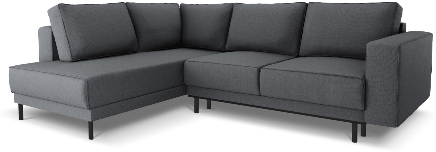 Micadoni Ecksofa Caro 5-Sitzer Strukturierter Stoff Dunkelgrau Links 140x208 Bild 1