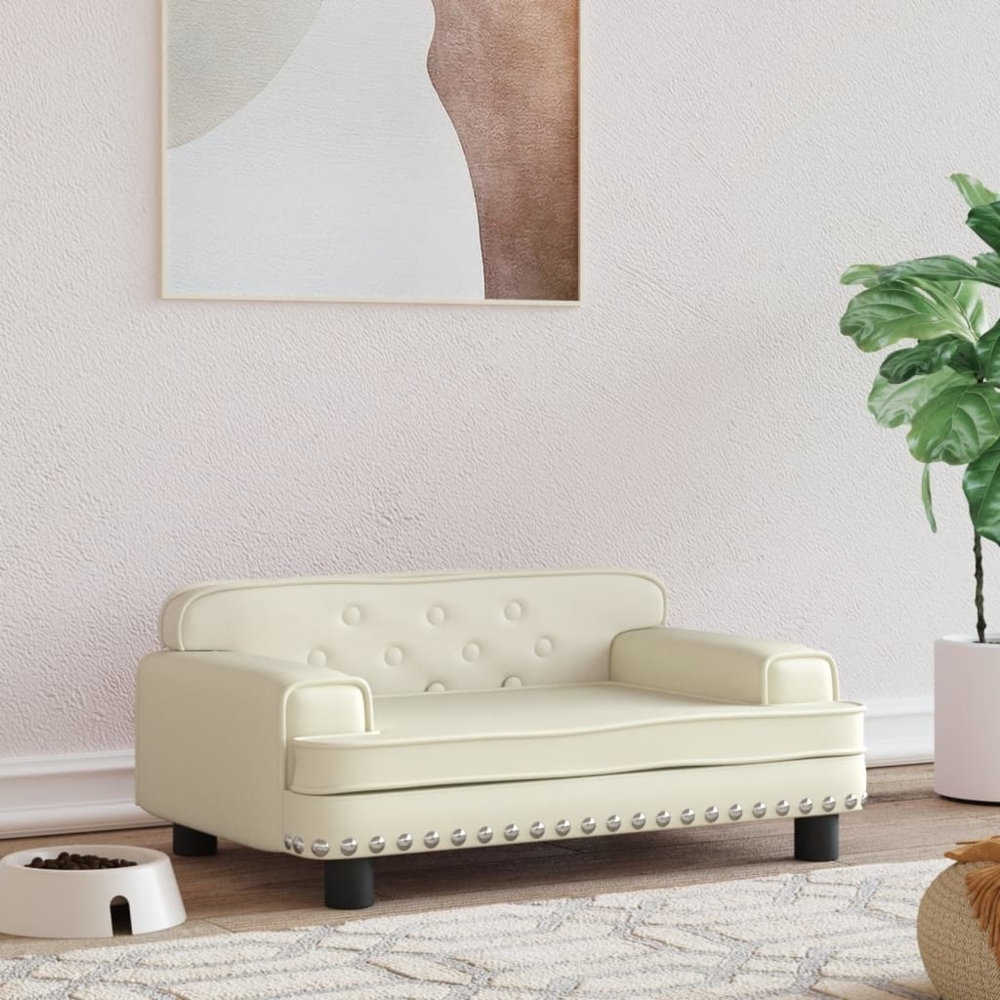vidaXL Hundebett Creme 70x45x30 cm Kunstleder 171890 Bild 1