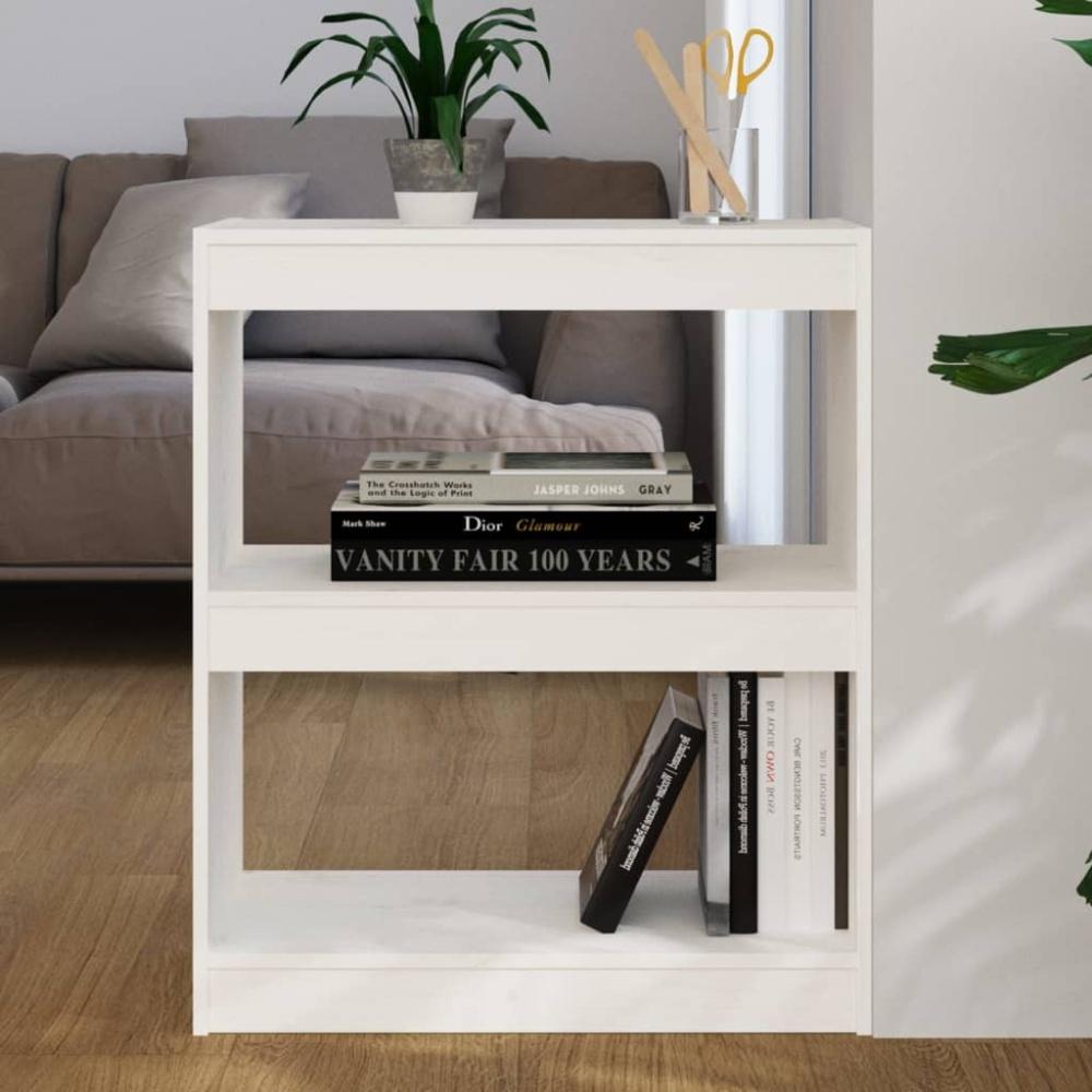 vidaXL Bücherregal/Raumteiler Weiß 60 x 30 x 71,5 cm Massivholz Kiefer 808159 Bild 1