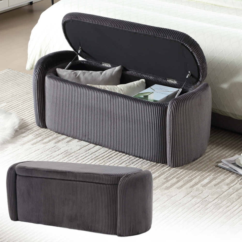 LVHOM Sitzbank mit Stauraum, Schuhbank Samtstoff Sitzhocker, Truhenbank, Aufbewahrungsbank für Wohnzimmer, Schlafzimmer Bild 1