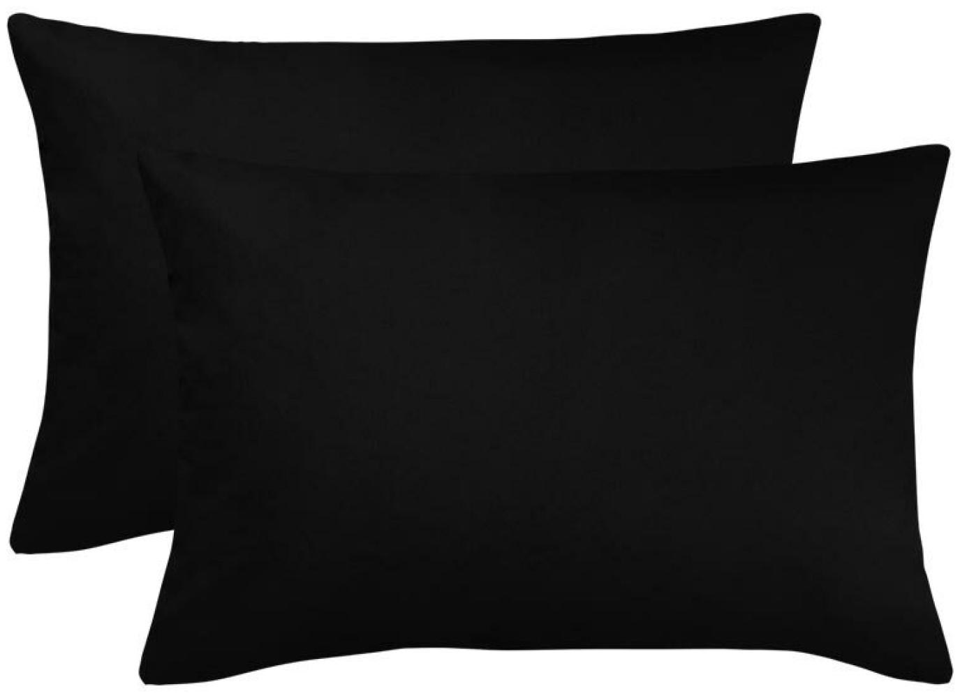 BettwarenShop Single Jersey Kissenbezug Ulm 2er Pack|40x60 cm| schwarz Bild 1