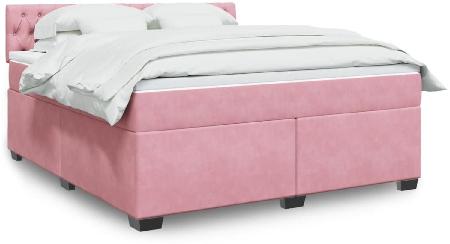 vidaXL Boxspringbett mit Matratze Rosa 180x200 cm Samt 3286389 Bild 1