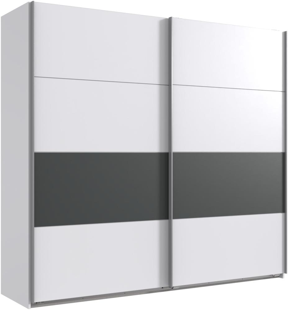 Schwebetürenschrank >ANGIE< in WEISS + GRAPHIT - 225x208x65cm (BxHxT) Bild 1