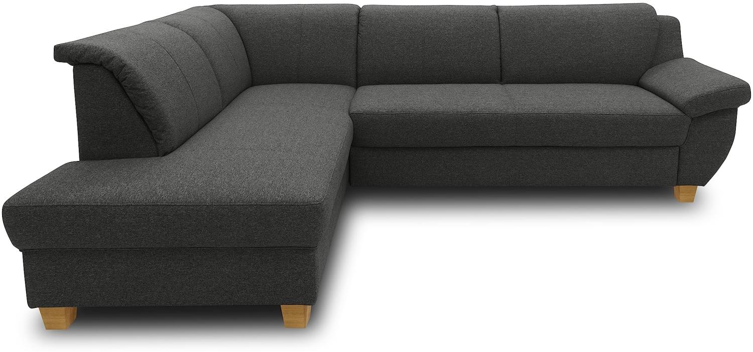 DOMO Collection Ecksofa Panama, klassisches Ecksofa in L-Form, Eckcouch, Sofa Couch, Ecke mit Schlaffunktion 254 x 186 cm in anthrazit Bild 1