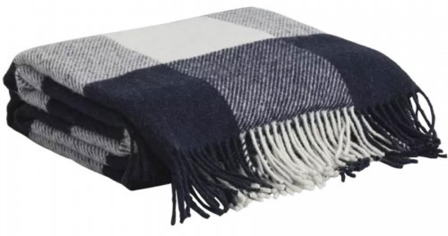 Gant Home Decke Karo Wolle Check Throw Marine Blau (130x180cm) 853098202-410 Bild 1