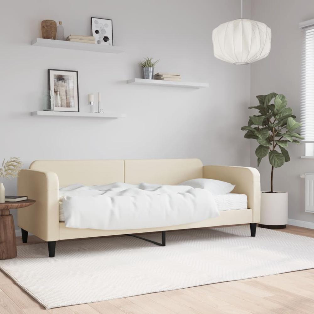 vidaXL Tagesbett mit Matratze Creme 100x200 cm Stoff 3196807 Bild 1