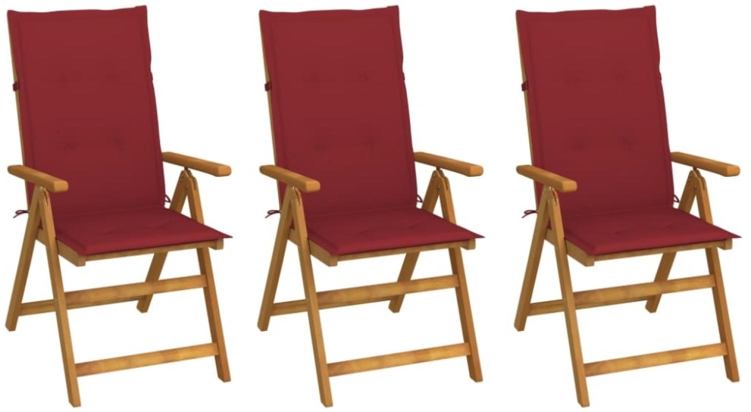 vidaXL Klappbare Gartenstühle 3 Stk. mit Auflagen Massivholz Akazie 3064098 Bild 1