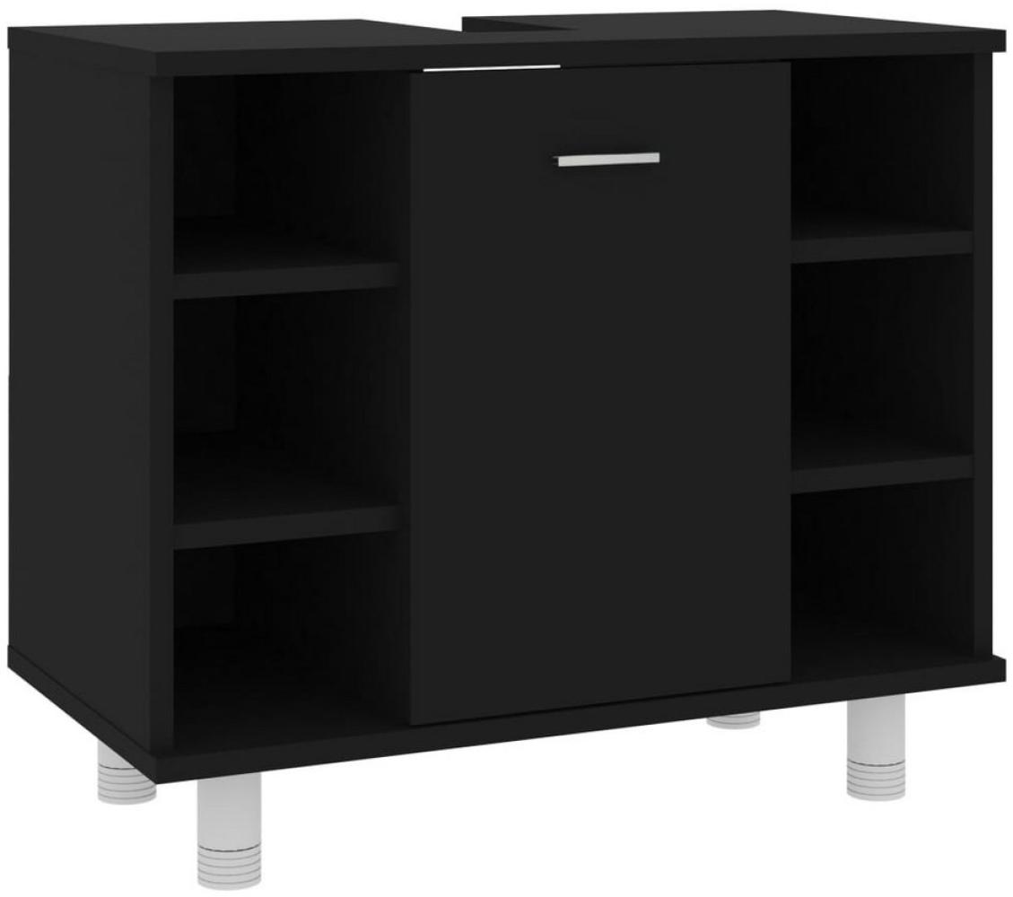 DOTMALL Badezimmer-Set Badezimmerschrank Schwarz 60x32x53,5 cm Holzwerkstoff Bild 1