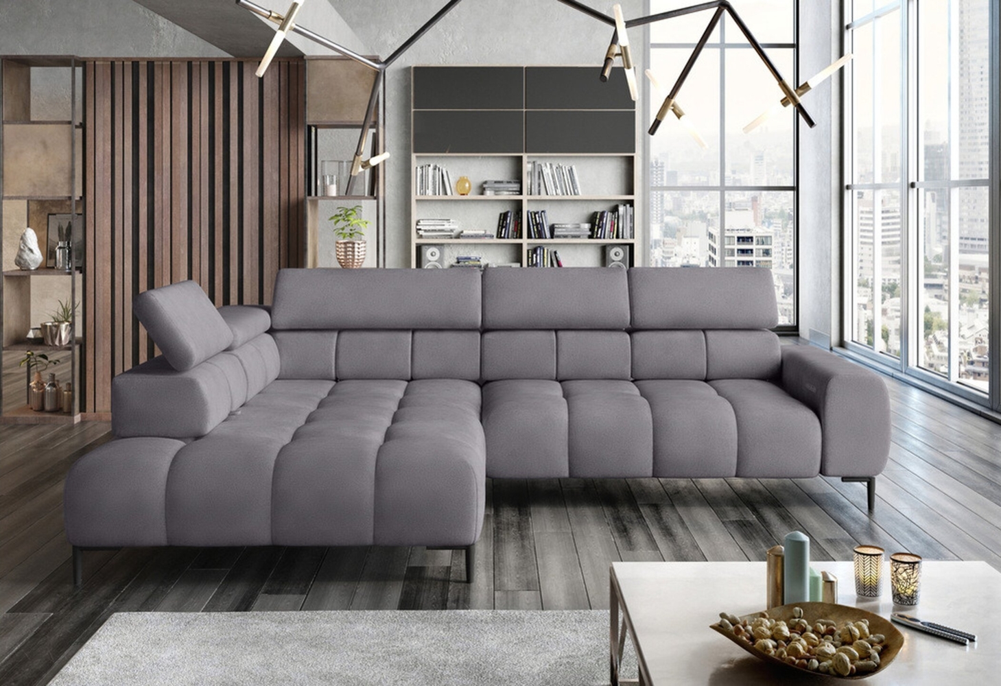 Stylefy Plazetti Ecksofa Struktur JAZZ Links Grau Bild 1