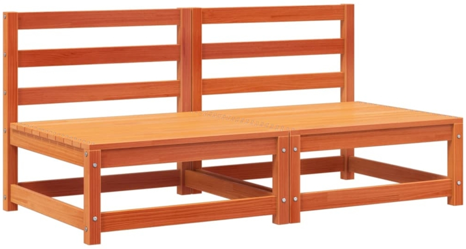 vidaXL Gartensofas ohne Armlehnen 2 Stk. Wachsbraun Massivholz Kiefer 837925 Bild 1