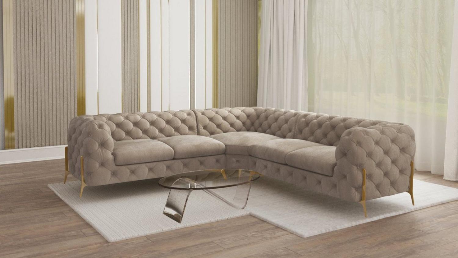 S-Style Möbel Ecksofa Chesterfield Ashley mit Goldene Metall Füßen, mit Wellenfederung Bild 1