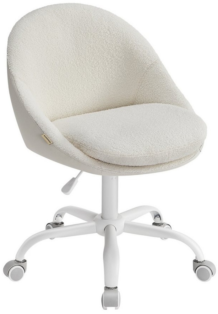 Songmics Homeoffice Stuhl, Drehstuhl aus Sherpa, Schreibtischstuhl, Schaumstoffpolsterung, höhenverstellbar, für Arbeitszimmer, Schlafzimmer, cappuccinobeige-wolkenweiß Bild 1