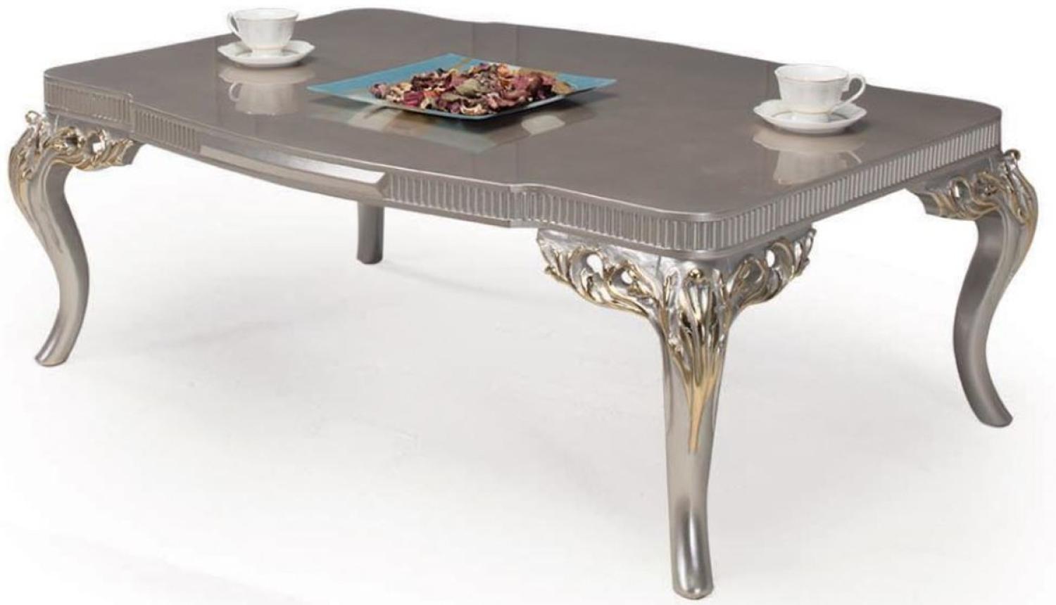 Casa Padrino Luxus Barock Couchtisch Silber / Gold 120 x 86 x H. 45 cm - Prunkvoller Wohnzimmertisch im Barockstil - Barockmöbel Bild 1