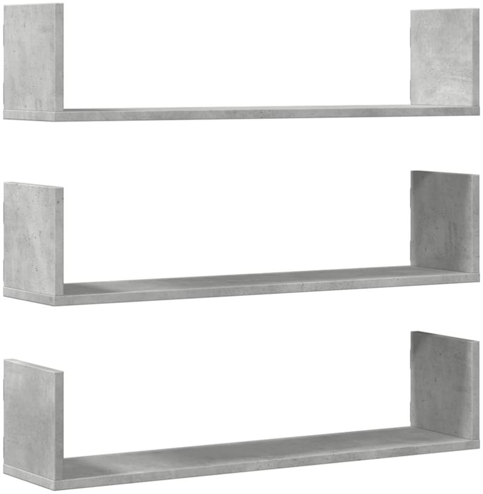 vidaXL Wandregale 3 Stk. Betongrau 80x18x18 cm Holzwerkstoff 853293 Bild 1