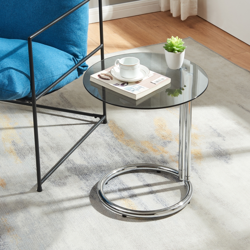 Beistelltisch Ylivieska 46xØ45 cm Chromfarben/Grauglas [en. casa] Bild 1