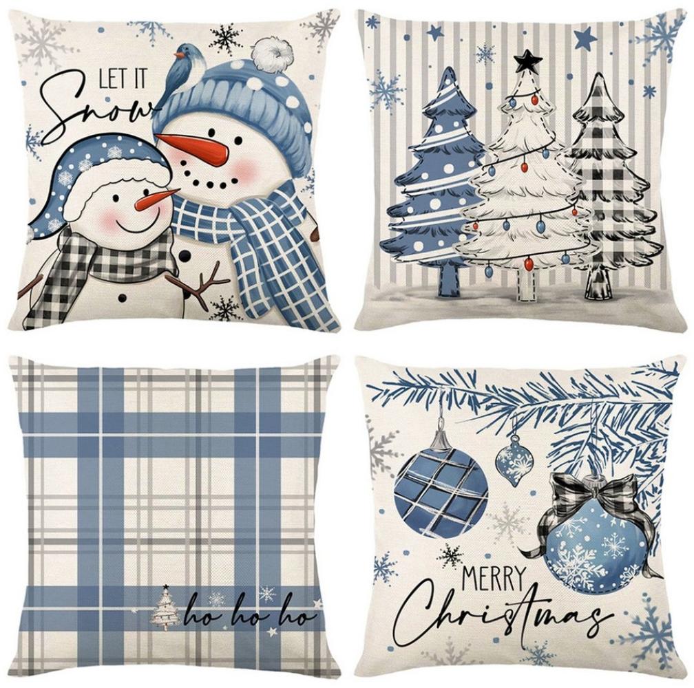 Qelus Kissenbezüge Weihnachten Kissenbezug 4er Set Kissenbezüge 45x45cm Dekokissen Deko, für Sofa Couch Bild 1