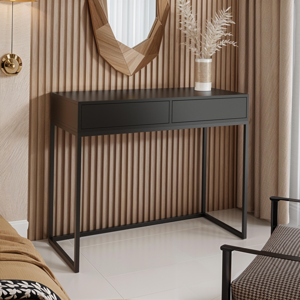 AX LIVING Schminktisch Schwarz Lortie 100 Schubladen schwarzes Gestell Bild 1